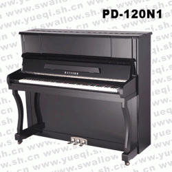 威腾牌PD-120N1亮光黑色弯腿带缓降120立式钢琴