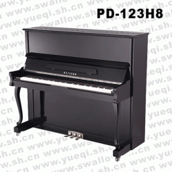 威腾牌PD-123H8亮光黑色弯腿带缓降123立式钢琴