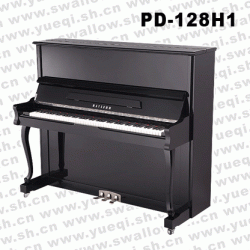 威腾牌PD-128H1亮光黑色弯腿带缓降128立式钢琴